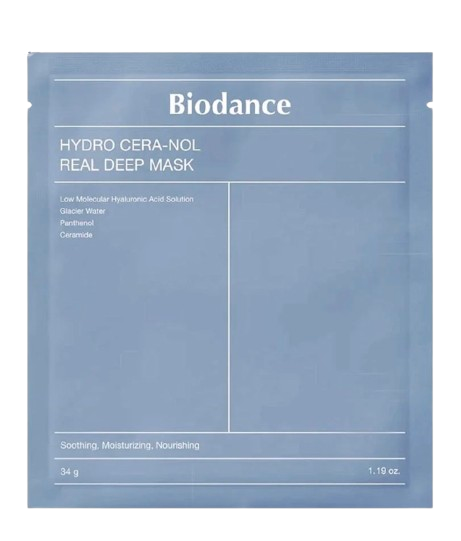 Masque hydrogel ultra-hydratant et réparateur de Biodance, infusé de 50 000 ppm d’eau des glaciers, céramides et panthénol